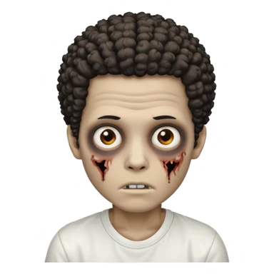 Zombie boy with a low curly Afro with white shirt  sticker