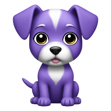 Purple Chibi Dog with Folded ears, white face, white paws, black eyes, Full Body sticker