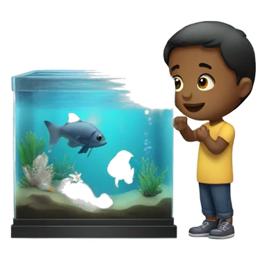 A child with an aquarium.  sticker