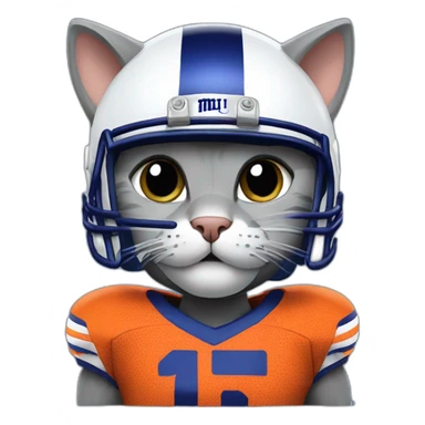 cute grey cat in new york giants helmet sticker