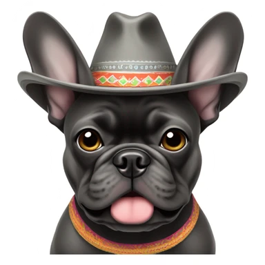 Dark grey French bulldog wearing sombrero sticker