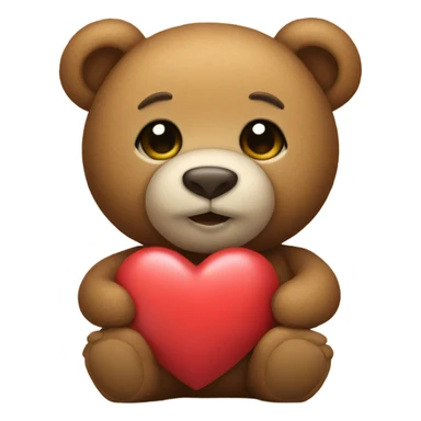 Teddy bear holding a heart sticker