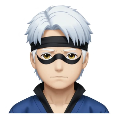Satoru Gojo from Jujutsu Kaisen with white hair, blindfold, black and blue outfit, confident smirk sticker