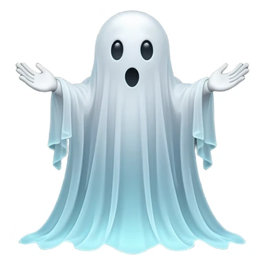 3D render of Lagging Ghost, digital glitch art aesthetic, data corruption visual, translucent white ghost with trailing after-images, pixelated distortion, emoji style, isolated on white background --v 6.0. sticker