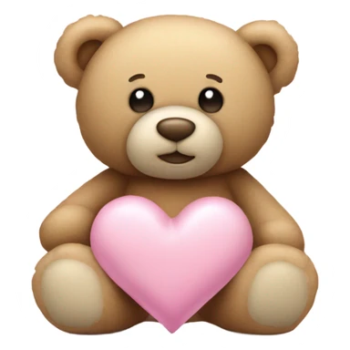 beige teddy bear and a pink pastel heart sticker