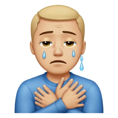 Guy crossing arms around neck crying sticker