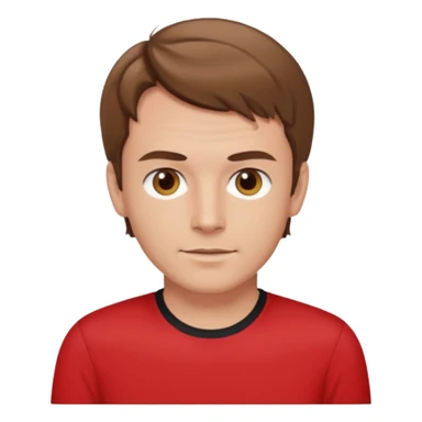 Murray Cook light brown hair, brown eyes, red shirt sticker
