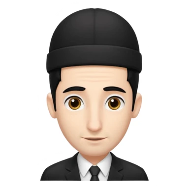 jewish man with a black kippah, black hair, very large nose, wearing a black suit with a white shirt, and has peyot hairstyle sticker