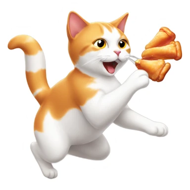 Orange and white cat stealing a chicken wing sticker
