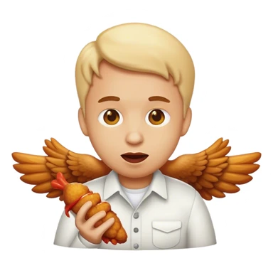 Emoji eating chicken wings  sticker