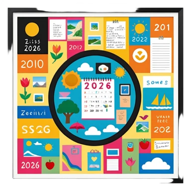 An extremely detailed lifestyle vision board collage for the year 2026. sticker