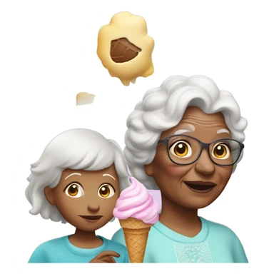 Grandma and grand daughter with unicorn ice cream  sticker