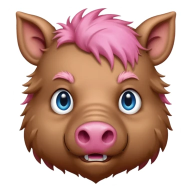boar face, blue eyes, pink nose sticker