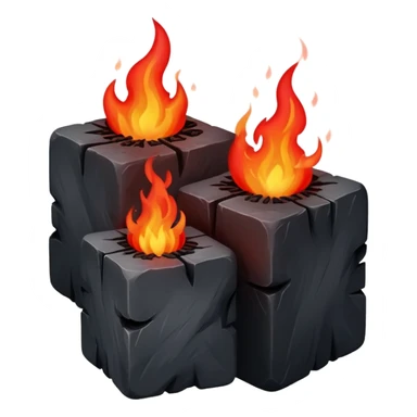 3 cubes of burning charcoal sticker