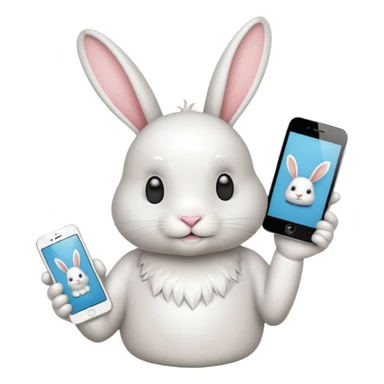 Crea un emoji de un conejo sosteniendo una glok realista de iPhone con  dos alas sticker