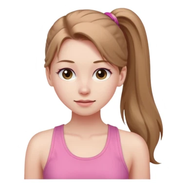 Девушка, бледная кожа, светло русые, длинные волосы, собранные в хвост, серые глаза, розовая майка без рукавов  sticker