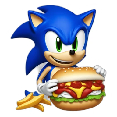 Sonic the hedgehog eating a chilidog sticker