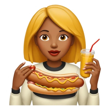 black woman eating hot dog  sticker