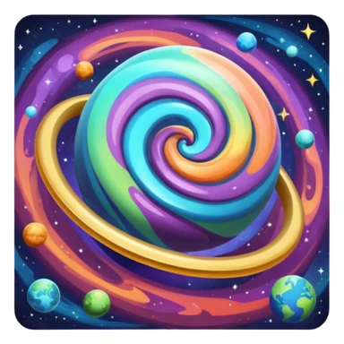 colorful planet with ring sticker