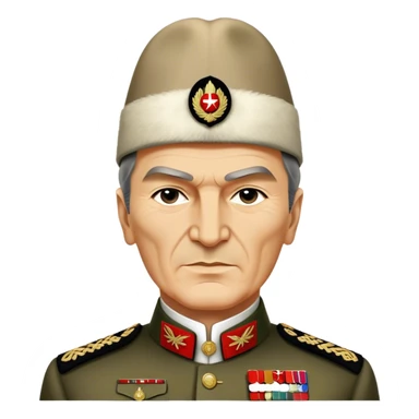 Mustafa Kemal Atatürk (statesman) in traditional hat – Cinematic Realistic Portrait of Mustafa Kemal Atatürk, depicted in dignified traditional attire with a distinctive hat, a resolute and visionary expression illuminated by warm, historic lighting, rendered with rich textures that evoke his transformative leadership. sticker