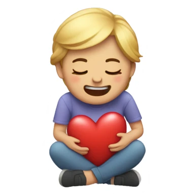 A person who’s crying laughing with hearts around them on their knees expressing there love  sticker