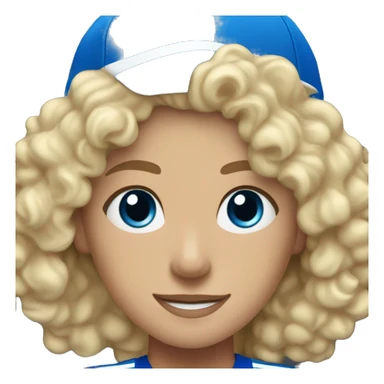 blonde curly haired woman with blue eyes in Wave FC gear sticker