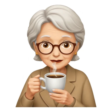 elderly with coffee women sticker