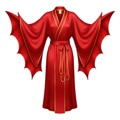 Blood red silk robe, No detailing, long, bat wing sleeves, high definition, sticker