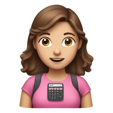 Girl with brown hair holding one pink calculator sticker