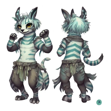 cute Kawaii edgy shy fantasy animal fursona Fionbri Vernid creature by griffsnuff & LiLaiRa & Falvie with with cool stripes patterns full body sticker