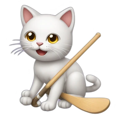 Cat play field hockey sticker