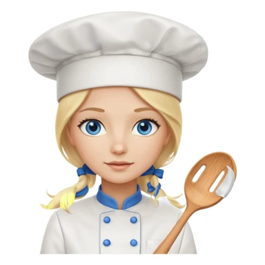 Long Blonde hair blue eyed female chef sticker