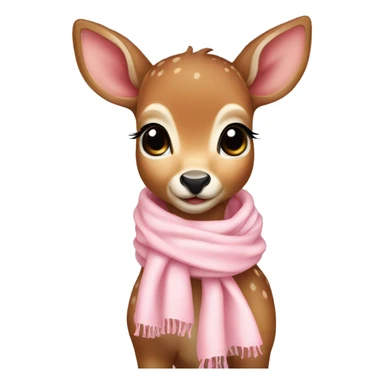 Baby deer wearing a light pink scarf sticker