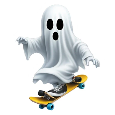 Ghost skateboarding with only two eyes sticker