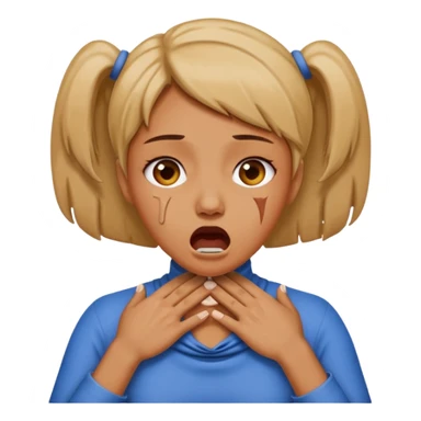 female choking her neck with hands with mouth opened emoji sticker