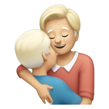 hug between grandma and blonde grandson  sticker