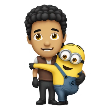 black hair men with skin hugging a minion  sticker