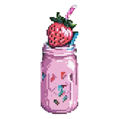 strawberry milkshake with pink hue and cherry on top sticker
