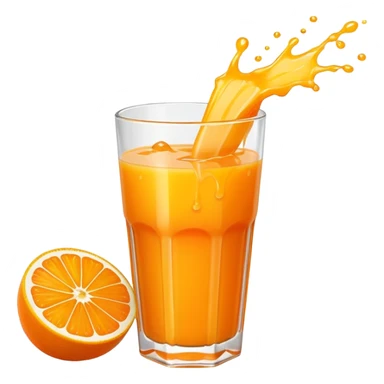 Extreme juice burst emoji, citrus explosion, dynamic splash, bold cartoon style, high saturation, transparent background. sticker