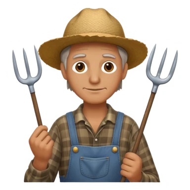 farmer with pitchfork sticker