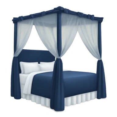 Navy blue canopy bed with white bows sticker