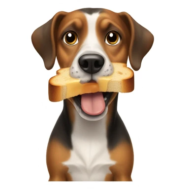 Dog eating toast sticker