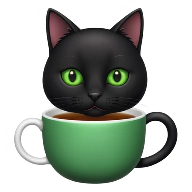 Funny black cat with cup of tea sticker