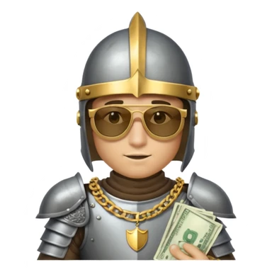 Knight helmet gold chain sunglasses money sticker
