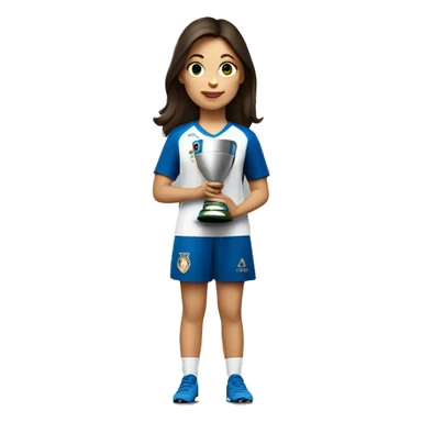 Brunette girl holding euro 2024 trophy with the word Sara as the caption on top sticker