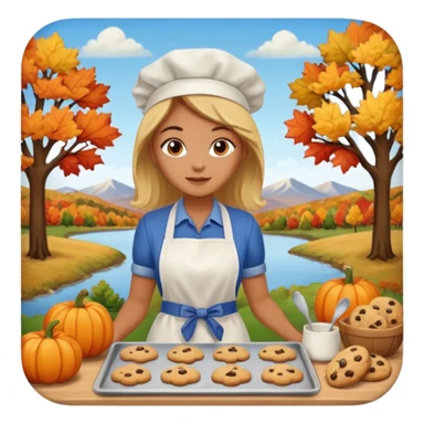 Woman baking fall cookies fall scenery sticker