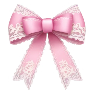 Pink ribbon bow with white lace  sticker