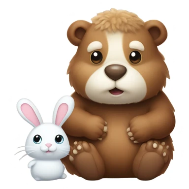 Bear and a bunny with a snail sticker