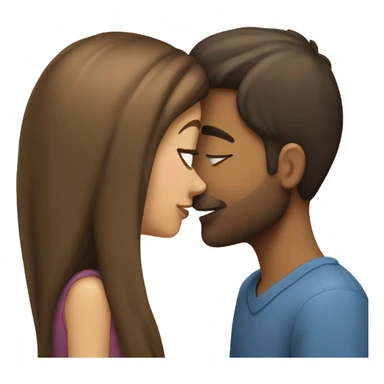 brown straight hair girl kissing tall guy sticker