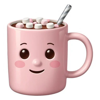 Light pink mug with hot chocolate with marshmallows ￼ sticker